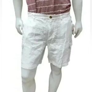 C&C California NWT 100%  Linen White Cargo Shorts Size 36